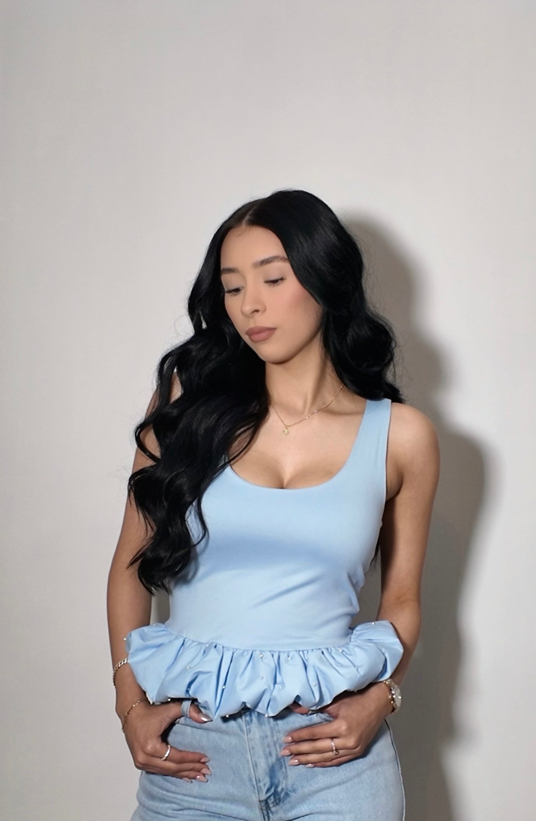 LIGHT BLUE BUBBLE  TANK TOP