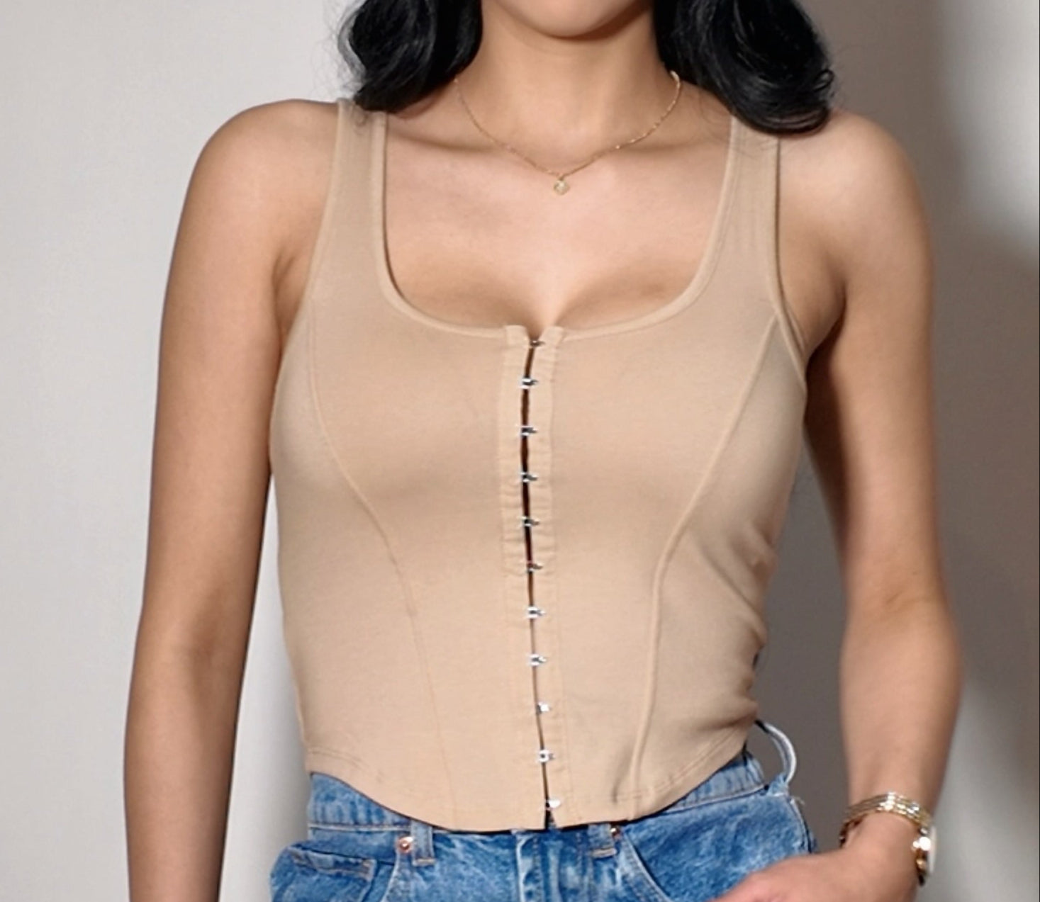 Tan cropped tank top